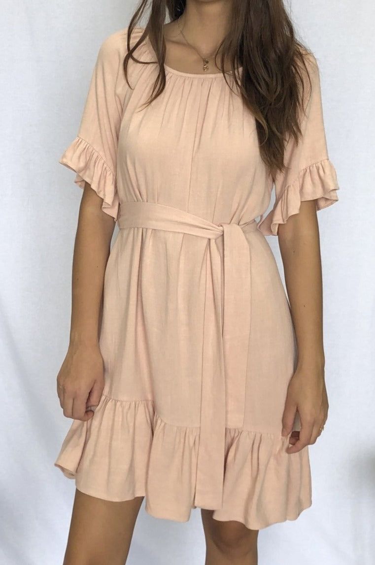 Fate + Becker Dakota Ruffle Dress in Beige Pink - Hey Sara