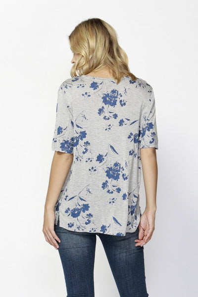 Fate + Becker Dream Big Floral Tee in Grey Print - Hey Sara