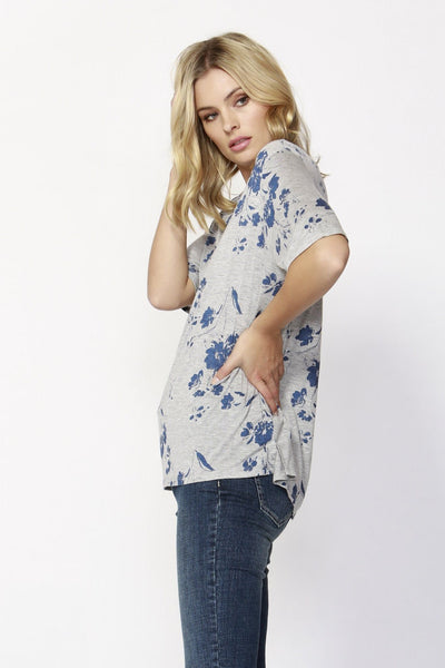 Fate + Becker Dream Big Floral Tee in Grey Print - Hey Sara