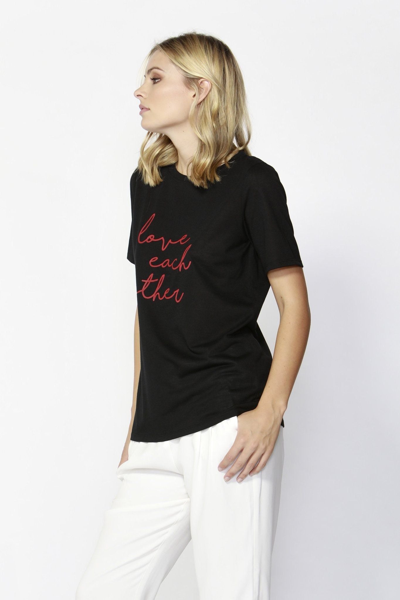 Fate + Becker Love Each Other Tee in Black - Hey Sara