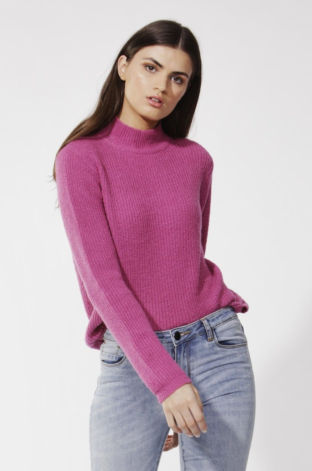 Fate + Becker Marty Turtleneck Knit Jumper in Boysenberry - Hey Sara