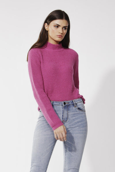 Fate + Becker Marty Turtleneck Knit Jumper in Boysenberry - Hey Sara