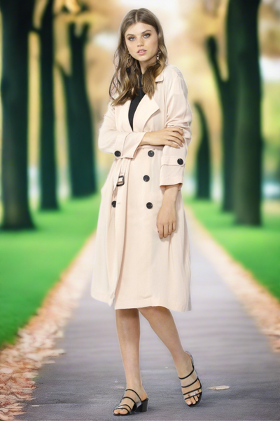 Sass Missing in Action Soft Trench Coat in Blush