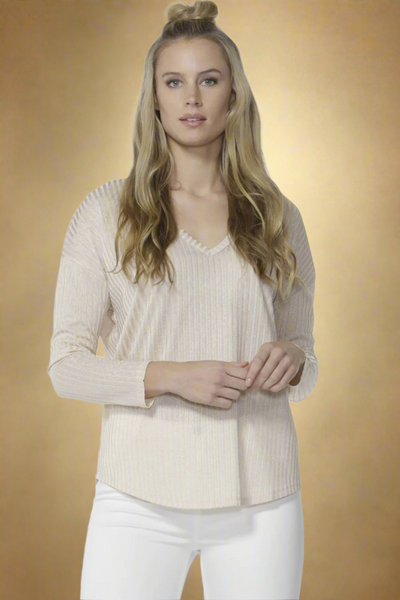 Sass Reanna Sparkle Long Sleeve Top in Gold