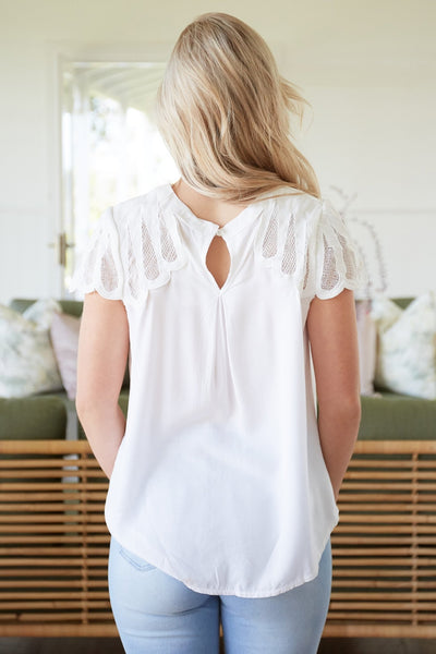 Ava Ruby Embroidered Top in White - Hey Sara