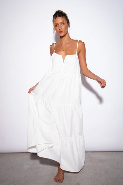 SNDYS St Tropez Maxi Dress in White - Hey Sara